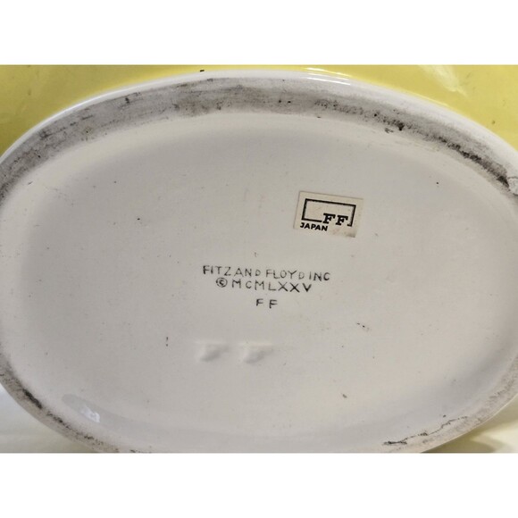 Fitz and Floyd 1975 Saffron Handled Scalloped Bowl MCM Rare Vintage - Picture 4 of 4